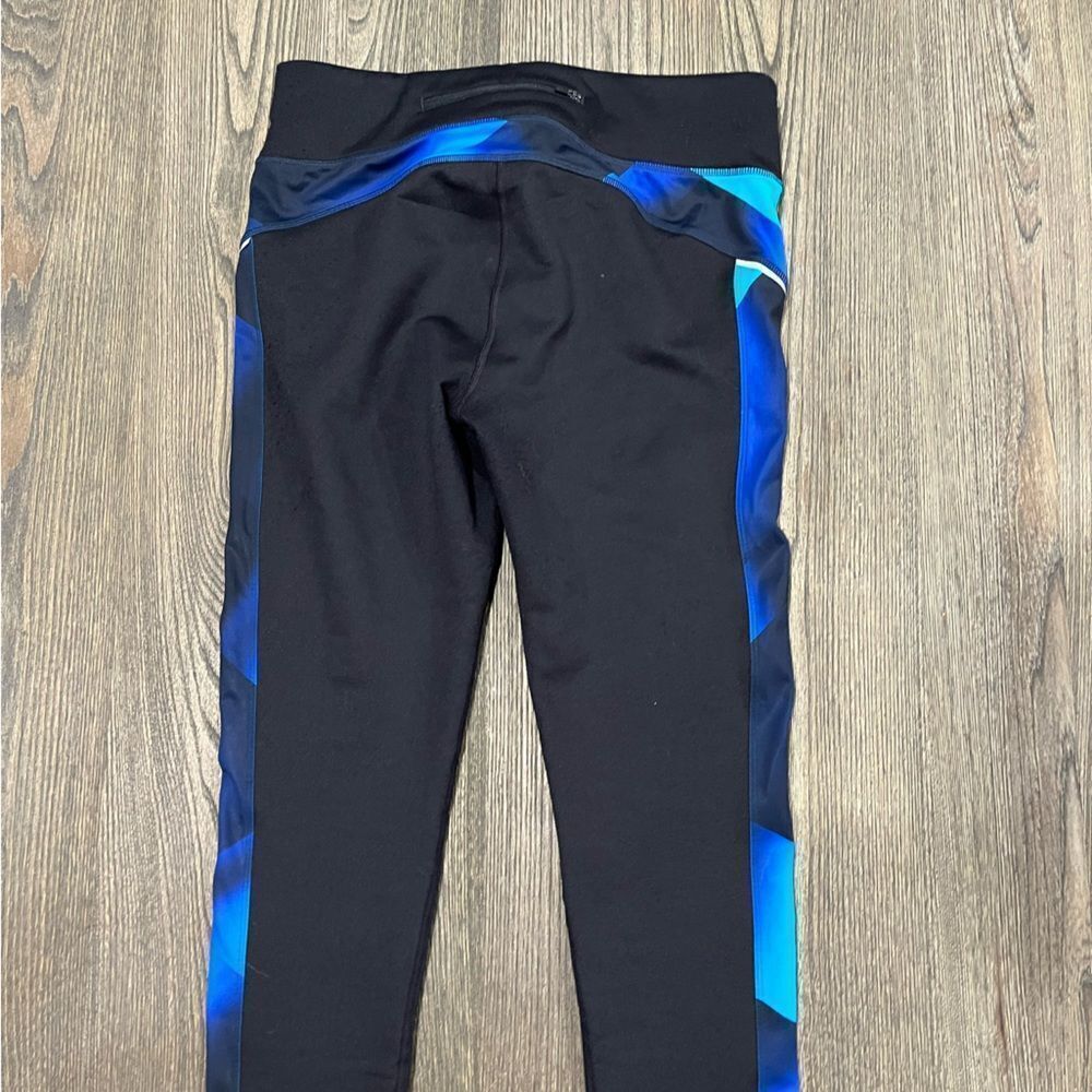 Athleta Womens Power Lift Tight Fleece Lined High Rise Printed Black Blue Size L - Picture 10 of 11